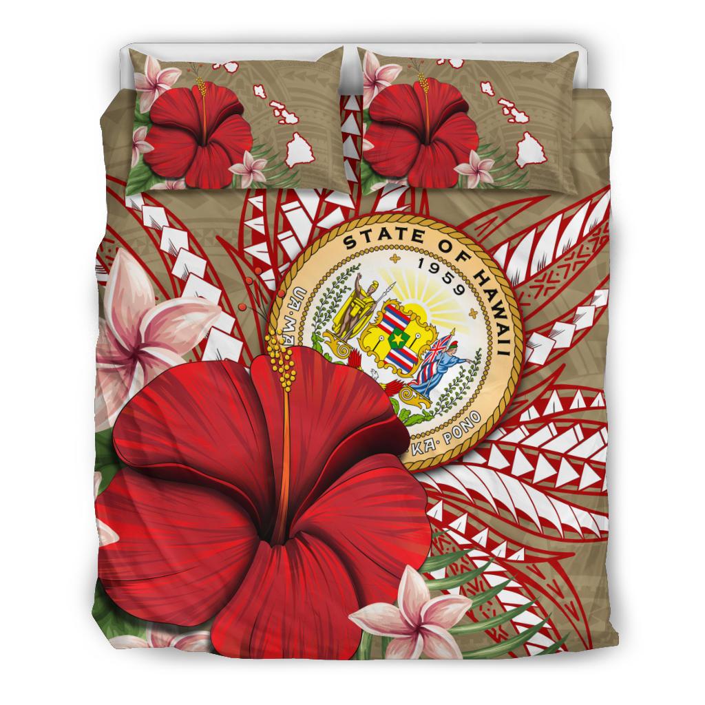 Hawaii Polynesian Coat Of Arm Tropical Bedding Set - AH Gold - Polynesian Pride