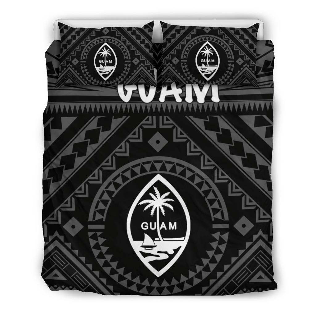 Guam Bedding Set - Guam Seal With Polynesian Tattoo Style (Black) - Polynesian Pride