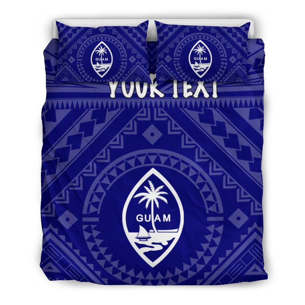 Guam Personalised Bedding Set - Guam Seal With Polynesian Tattoo Style (Blue) - Polynesian Pride