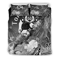 Tonga Bedding Set - Humpback Whale with Tropical Flowers (White) - Polynesian Pride