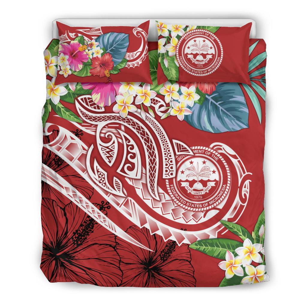 FSM Polynesian Bedding Set - Summer Plumeria (Red) - Polynesian Pride