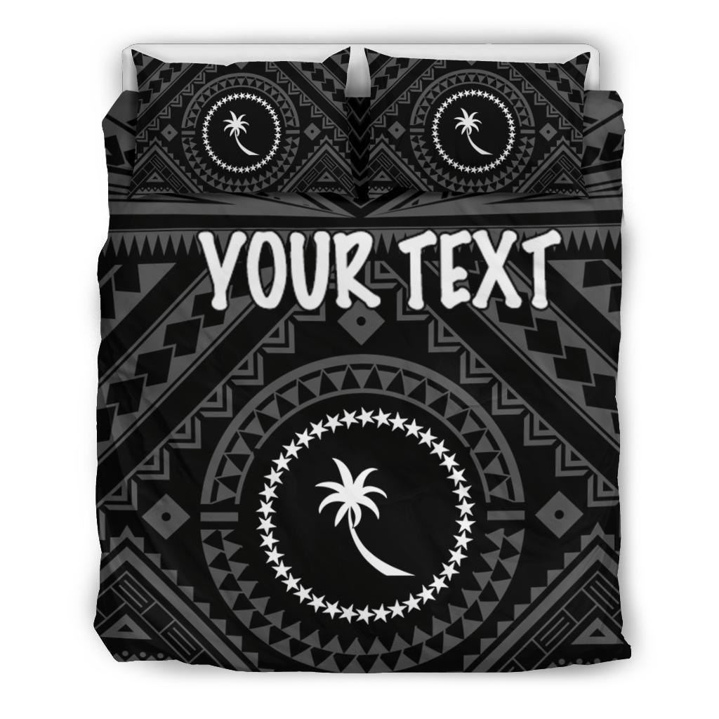 Chuuk Custom Personalised Bedding Set - Chuuk Seal With Polynesian Tattoo Style ( Black) - Polynesian Pride