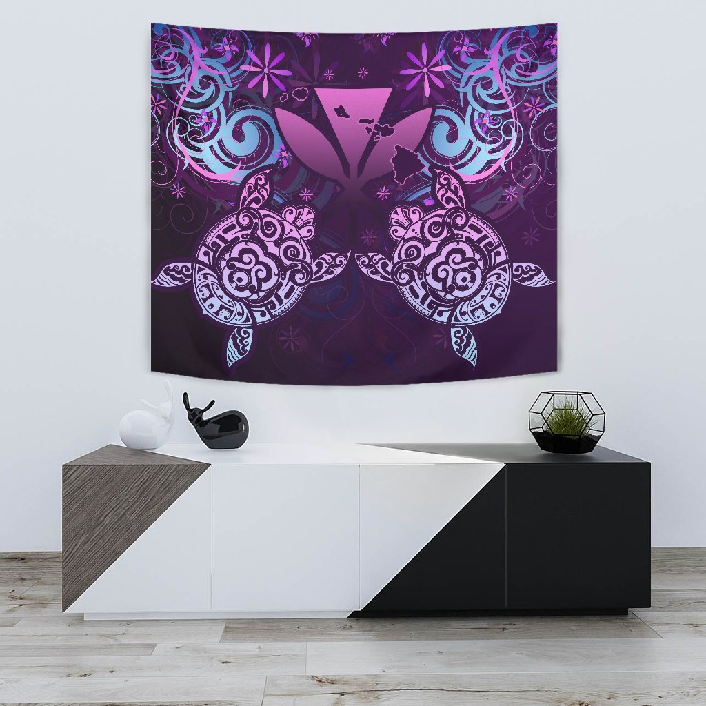 Hawaii Turtle Kanaka Maoli Tapestry - Tea Style - AH Wall Tapestry 75cm*90cm Purple - Polynesian Pride