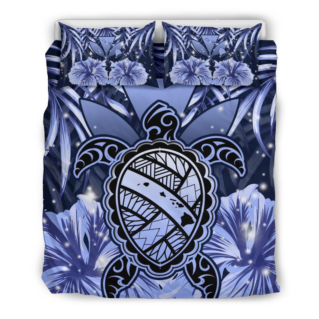 Hawaii Turtle Hibiscus Blue Bedding Set - Hac Style - AH Blue - Polynesian Pride