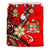 Fiji Bedding Set - Tribal Flower With Special Turtles Red Color - Polynesian Pride