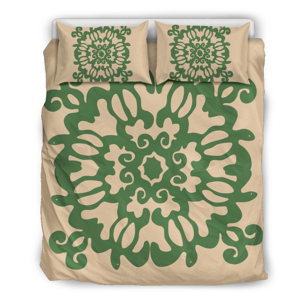 Hawaiian Quilt Turtle Pattern New Gold Bedding Set - Skin Style - AH Gold - Polynesian Pride