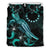 Cook Islands Polynesian Bedding Set - Turtle With Blooming Hibiscus Turquoise - Polynesian Pride