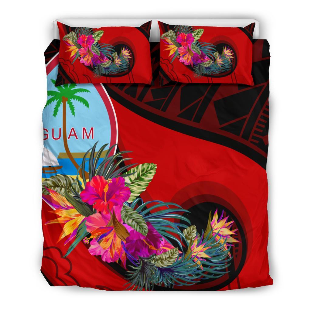 Guam Bedding Set - Polynesian Hook And Hibiscus (Red) - Polynesian Pride