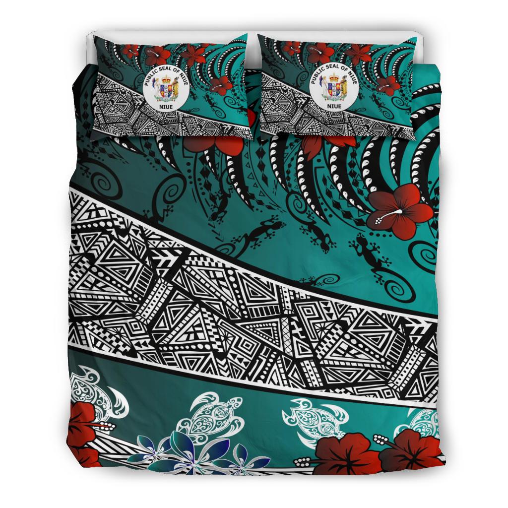 Niue Bedding Set - Lizard And Turtle Green - Polynesian Pride