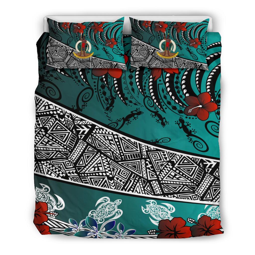 Vanuatu Bedding Set - Lizard And Turtle Green - Polynesian Pride
