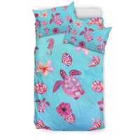 Hawaii Duvet Cover Set - Hawaii Turtle Screw And Hibiscus - Polynesian Pride