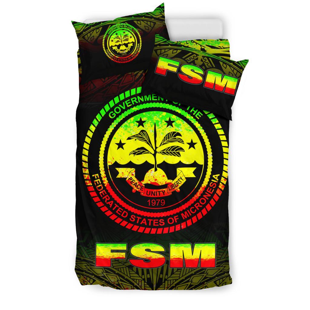 Federated States Of Micronesia Duvet Cover Set - Reggae Fog Style - Polynesian Pride