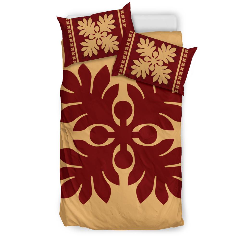 Hawaiian Quilt Pattern Palm Tree Sweat Bedding Set - Polynesian Pride