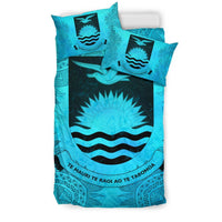 Kiribati Duvet Cover Set - Kiribati Coat Of Arms Turquoise - Polynesian Pride