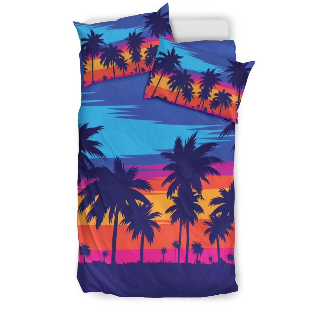 Hawaiian Palm Forest Sunset Polynesian Bedding Set - Polynesian Pride