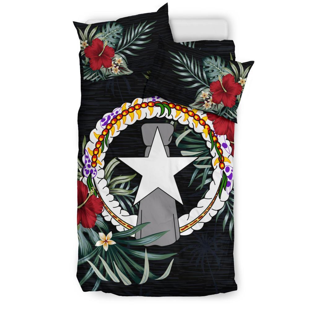 Northern Mariana Islands Duvet Cover Set - Northern Mariana Islands Flag Hibiscus - Polynesian Pride