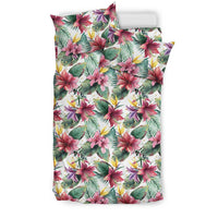 Hawaiian Tropical Strelitzia Palm Leaf White Polynesian Bedding Set - Polynesian Pride