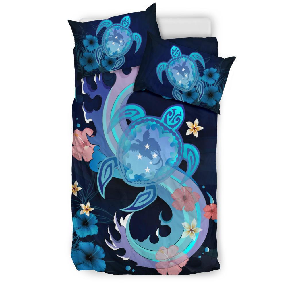 Papua New Guinea Duvet Cover Set - Blue Turtle Hibiscus - Polynesian Pride
