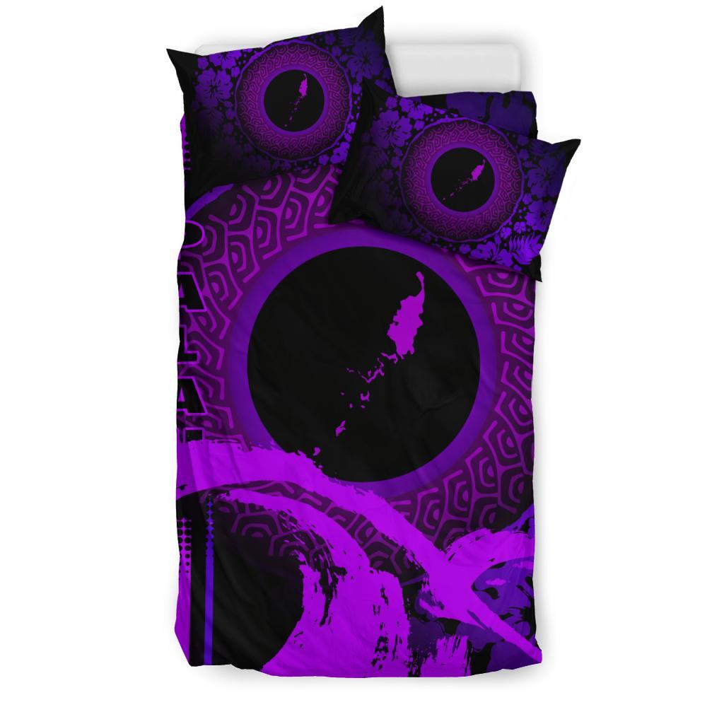 Palau Duvet Cover Set - Hibiscus And Wave Purple - Polynesian Pride