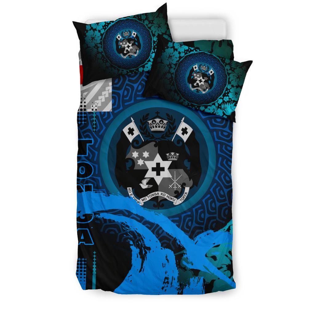 Tonga Bedding Set - Hibiscus And Wave Light Blue - Polynesian Pride