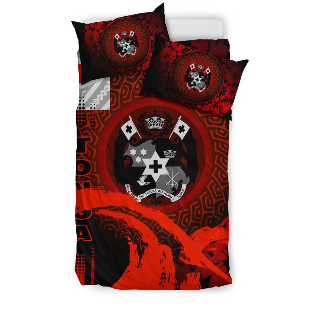 Tonga Bedding Set - Hibiscus And Wave Red - Polynesian Pride