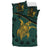Cook Island Duvet Cover Set - Cook Island Flag & Turtle Tattoo Dark Green - Polynesian Pride