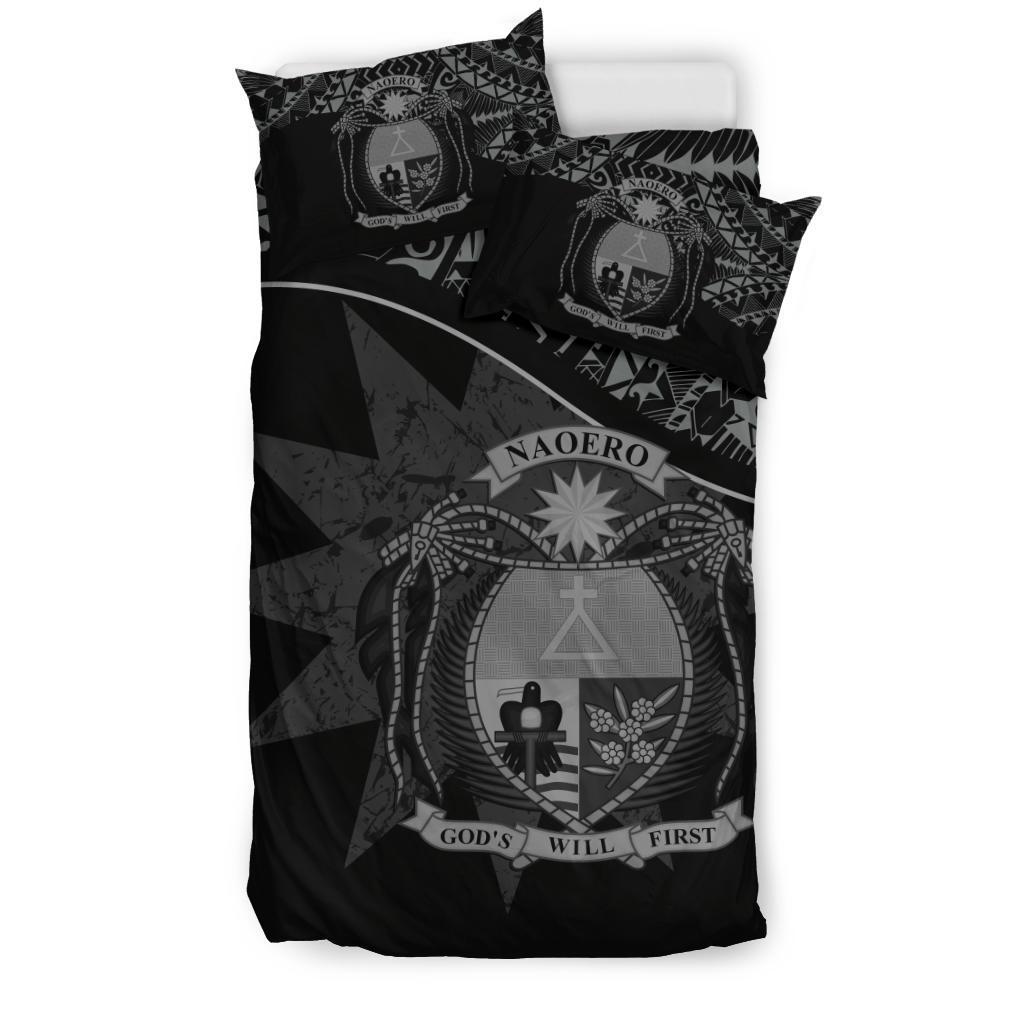Nauru Duvet Cover Set - Nauru Bedding Flag & Coat Of Arms Black - Polynesian Pride