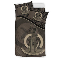 Vanuatu Duvet Cover Set - Vanuatu Coat Of Arms Brown - Polynesian Pride