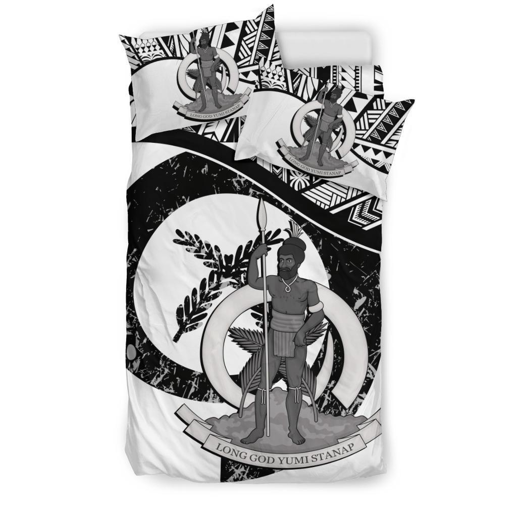 Vanuatu Duvet Cover Set - Vanuatu Coat Of Arms White - Polynesian Pride