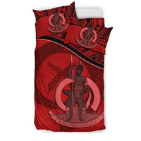 Vanuatu Duvet Cover Set - Vanuatu Coat Of Arms Red - Polynesian Pride