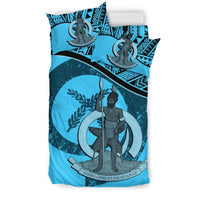 Vanuatu Duvet Cover Set - Vanuatu Coat Of Arms Blue - Polynesian Pride
