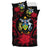 Solomon Island Duvet Cover Set - Solomon Island Coat Of Arms & Red Hibiscus - Polynesian Pride