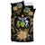 Solomon Island Duvet Cover Set - Solomon Island Coat Of Arms & Brown Hibiscus - Polynesian Pride