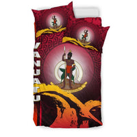 Vanuatu Bedding Set - Wave And Hibiscus Red - Polynesian Pride