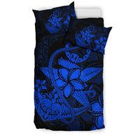 Hawaiian Anchor Plumeria Hamerhead Shark Polynesian Bedding Set - Blue - Polynesian Pride