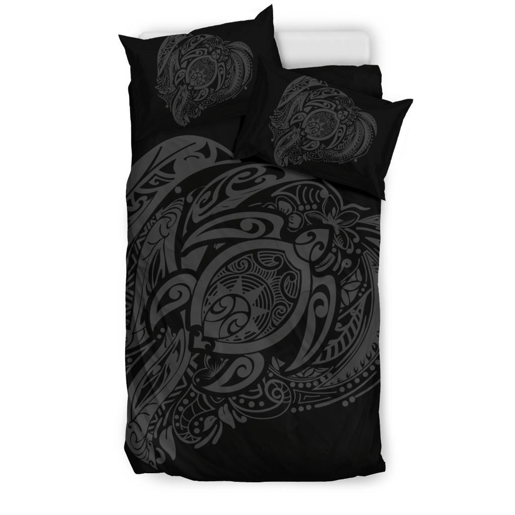 Hawaiian Turtle Hibiscus Polynesian Bedding Set Simple Grey - Polynesian Pride