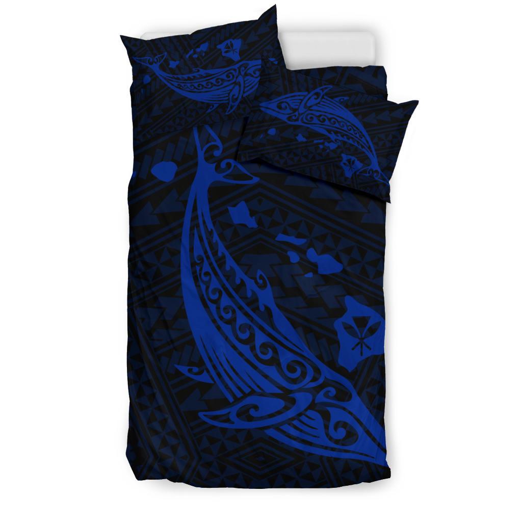 Hawaiian Map Whale Polynesian Bedding Set - Blue - Polynesian Pride