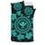 Hawaiian Map Kanaka Turtles Circle Style Turquoise Polynesian Bedding Set - Polynesian Pride