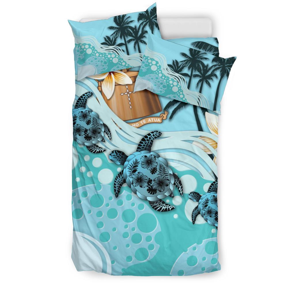 Polynesian Duvet Cover Set - Tokelau Bedding Set Blue Turtle Hibiscus - Polynesian Pride