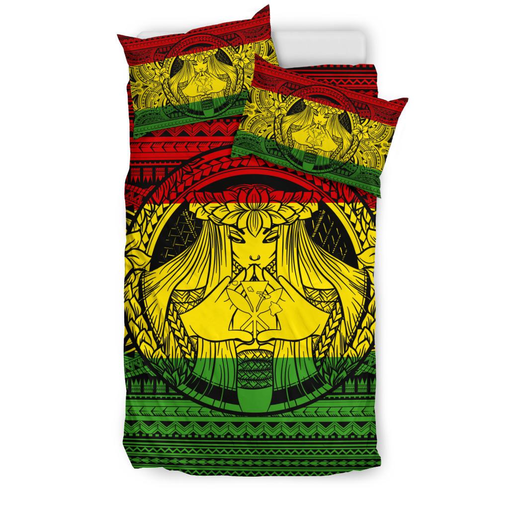 Hawaiian Map Madame Pele Kanaka Plumeria Polynesian Bedding Set Set - Polynesian Pride