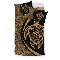 Hawaiian Map Turtle Polynesian Bedding Set - Gold - Circle Style - Polynesian Pride