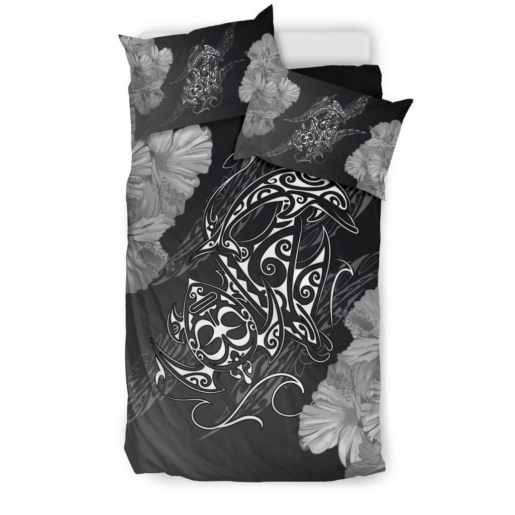 Hawaiian Hibiscus Dolphin Manta Ray Turtle Polynesian Bedding Set Waves - Polynesian Pride
