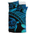 Hawaiian Turtle Kakau Plumeria Polynesian Bedding Set Blue - Polynesian Pride