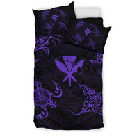 Polynesian Turtle Hammerhead Shark Ray Kanaka Hawaii Bedding Set Circle Purple - Polynesian Pride