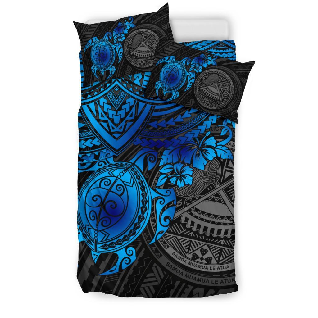 American Samoa Polynesian Duvet Cover Set - Blue Turtle - Polynesian Pride