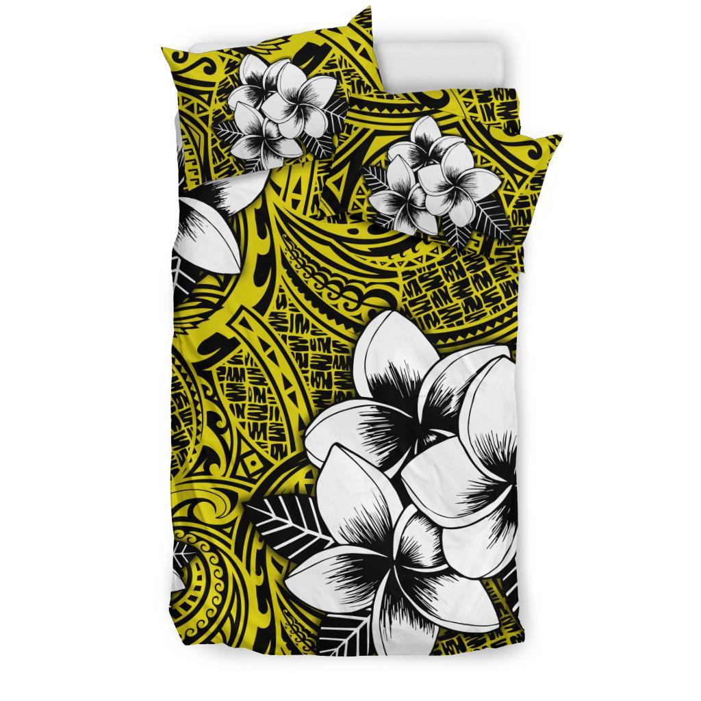 Hawaiian Plumeria Tribe Yellow Polynesian Bedding Set - Polynesian Pride