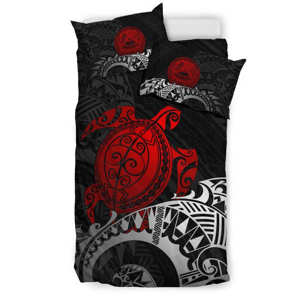 American Samoa Polynesian Duvet Cover Set - Polynesian Turtle (Red) - Polynesian Pride