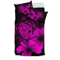 Hawaiian Map Hibiscus Turtle Polynesian Bedding Set - Pink - Polynesian Pride