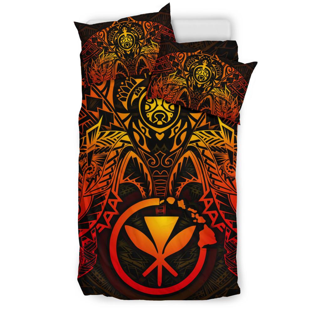 Polynesian Hawaii Duvet Cover Set - Red Turtle Manta Ray - Polynesian Pride