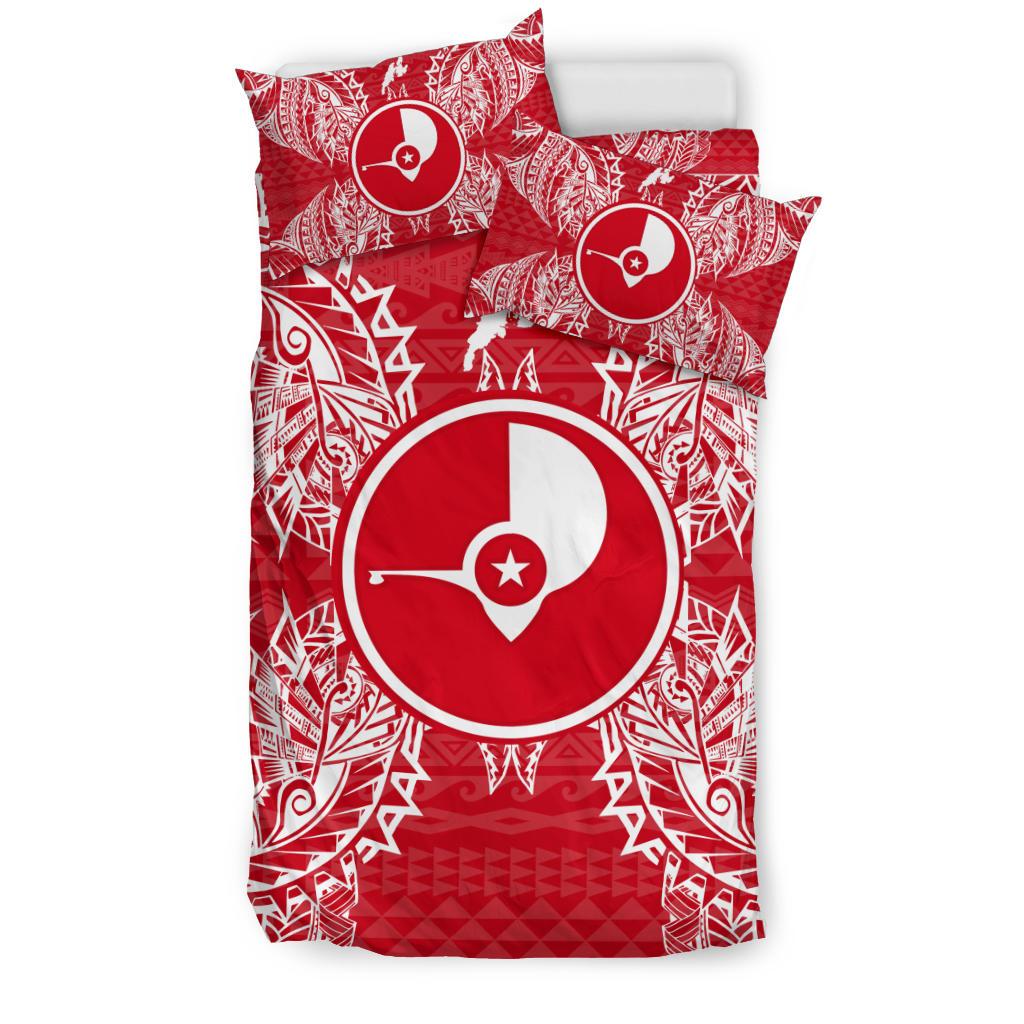 Polynesian Bedding Set - Yap Duvet Cover Set Map Red White - Polynesian Pride